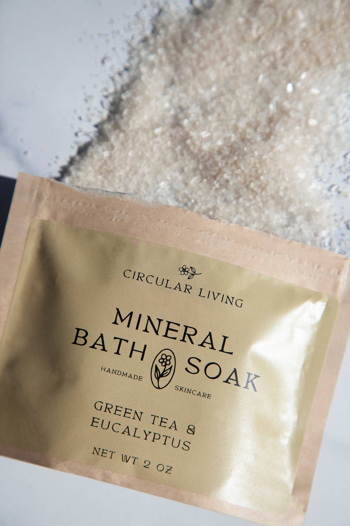 Saquito de baño mineral en remojo, té verde y eucalipto